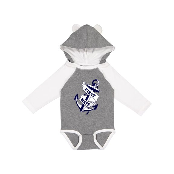 Inktastic First Mate with Anchor and Banner Boys or Girls Long Sleeve Baby Bodysuit