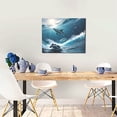 thumbnail image 5 of Xecao Ice Blue Ocean Cute Dolphin A for Waterproof Framed Canvas Art - Modern Home Decor with Real Wood Frame for Gifting and Interior Design,Horizontal, 5 of 6