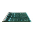 thumbnail image 2 of Ahgly Company Machine Washable Indoor Rectangle Oriental Turquoise Blue Industrial Area Rugs, 7' x 10', 2 of 4