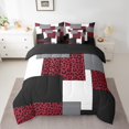 thumbnail image 3 of YST Ensemble de Literie 7 Pcs Simple, Ensemble de Literie Mi-Siècle pour Enfants Garçons Filles, Lit en Sac Rayé, Ensemble de Lit Réversible Minimaliste Rouge Noir Léopard avec Draps, Décoration de Chambre, 3 of 5