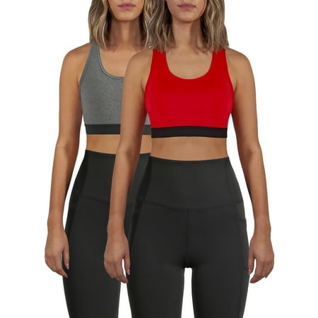 Avia Medium Support Racerback Sports Bra, 2 Pack