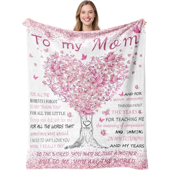 Blanket Gifts for Mom Birthday, Mom Birthday Gifts from Daughter Son, Mothers Gift for Christmas Valentine's Day Thanksgiving Day, Mothers Day, Moms Gift ideas Flannel Throw Blanket 60" X 50"
