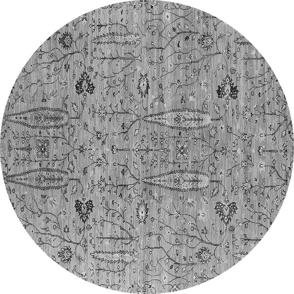 Ahgly Company Indoor Round Oriental Gray Industrial Area Rugs, 7' Round
