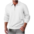 thumbnail image 2 of Styesk Chemises pour Hommes Chandail Décontracté Uni à Fermeture Éclair à Enfiler à Manches Longues Haut Chandail à Manches Longues Blouse à Col Rabattu, 2 of 9