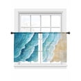thumbnail image 7 of Aqua Coastal Sheer Curtains 45 Inch Length 2 Panels Set, Nautical Summer Beach Ocean Beige Voile Window Treatment Rod Pocket Small Kitchen Curtains Drapes for Bedroom 52"x45"x2, 7 of 7