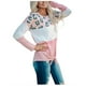 thumbnail image 2 of Pntutb mujeres moda cuello redondo rayas leopardo estampado cómodo manga larga suéter tops Pntutb Pntutb-442, 2 of 9