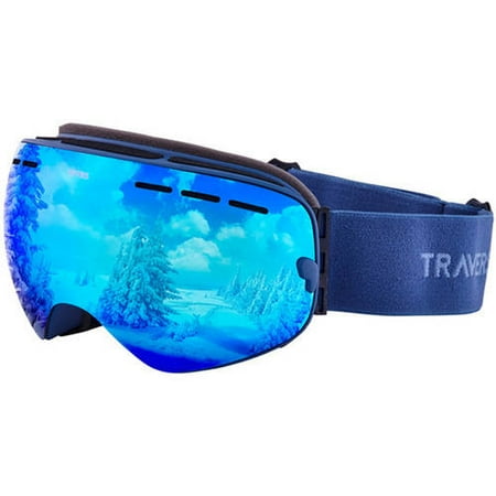 Traverse Virgata Ski, Snowboard, and Snowmobile Goggles, Midnight with Cobalt Revo Blue (Best Ski Goggles For Flat Light 2019)