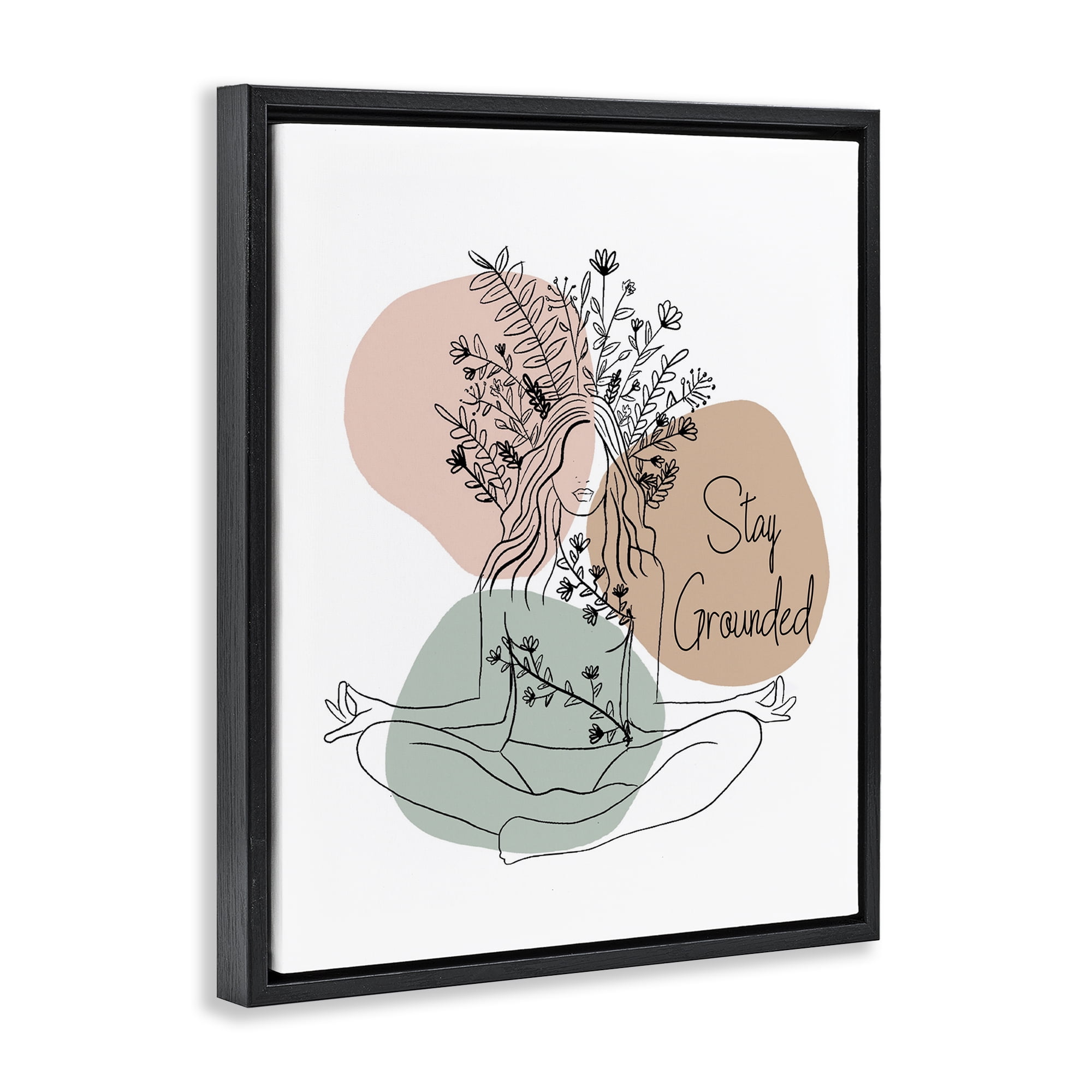 Stupell Industries Stay Grounded Portrait Typography Painting Black Floater Framed Art Print Wall Art, 17 x 21