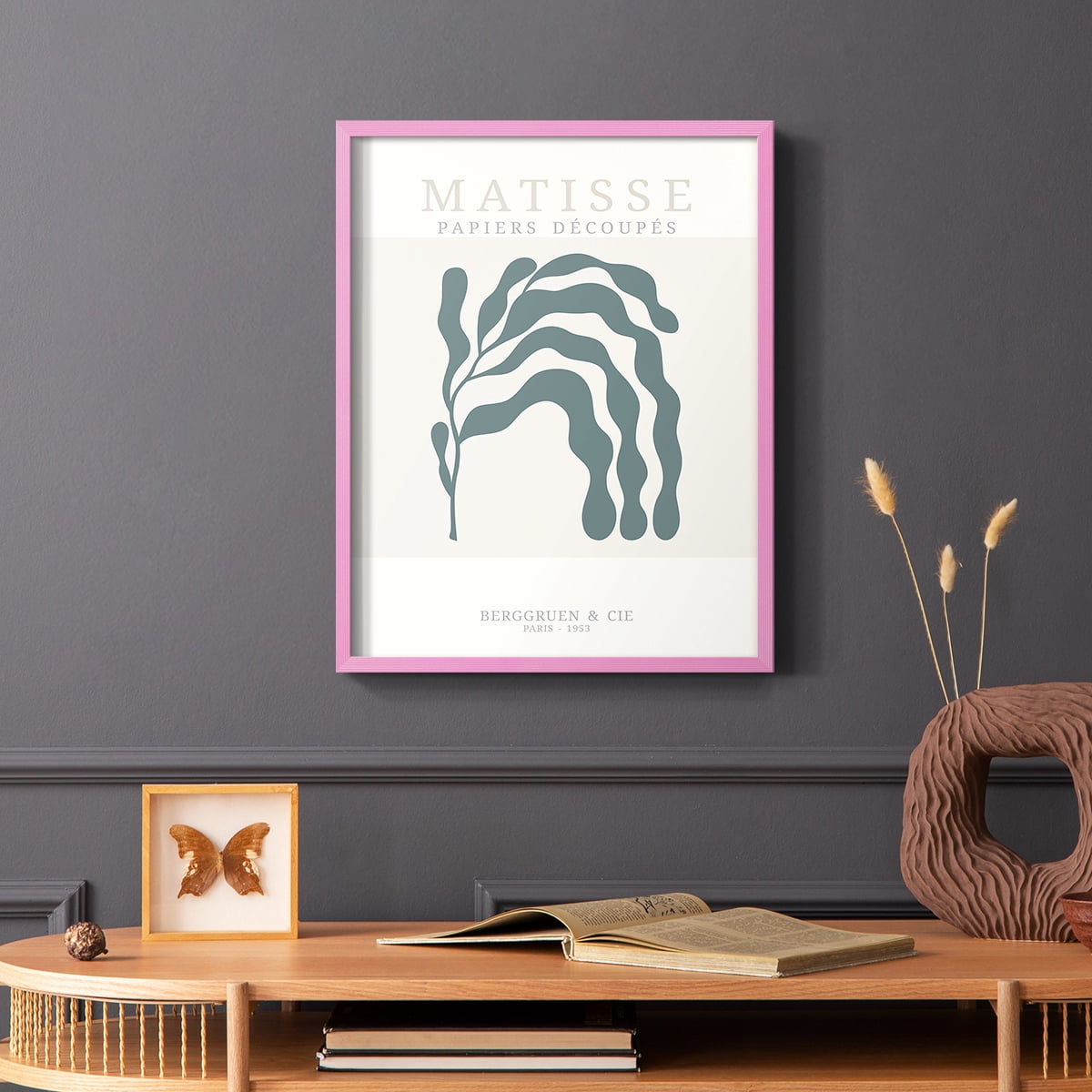 Matisse CDXXV in Pink Solid Wood Framed Print No Nail Hanging