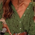 thumbnail image 6 of Pxiakgy Women's Dressy Casual Lace Blouse Long Sleeve Button Up Shirts Tops Spring Fall Fashion Clothes Hollow Out Dressy Eyelet Tops for Women Casual Lace Blouse Long Sleeve Up Shirts Tops Green Xl, 6 of 9