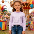 thumbnail image 6 of Kids Striped Shirts Long Sleeve O-Neck Tops Cotton T-Shirts Boys Girls Crew Neck Holiday Tshirts 3-14 Years, 6 of 6