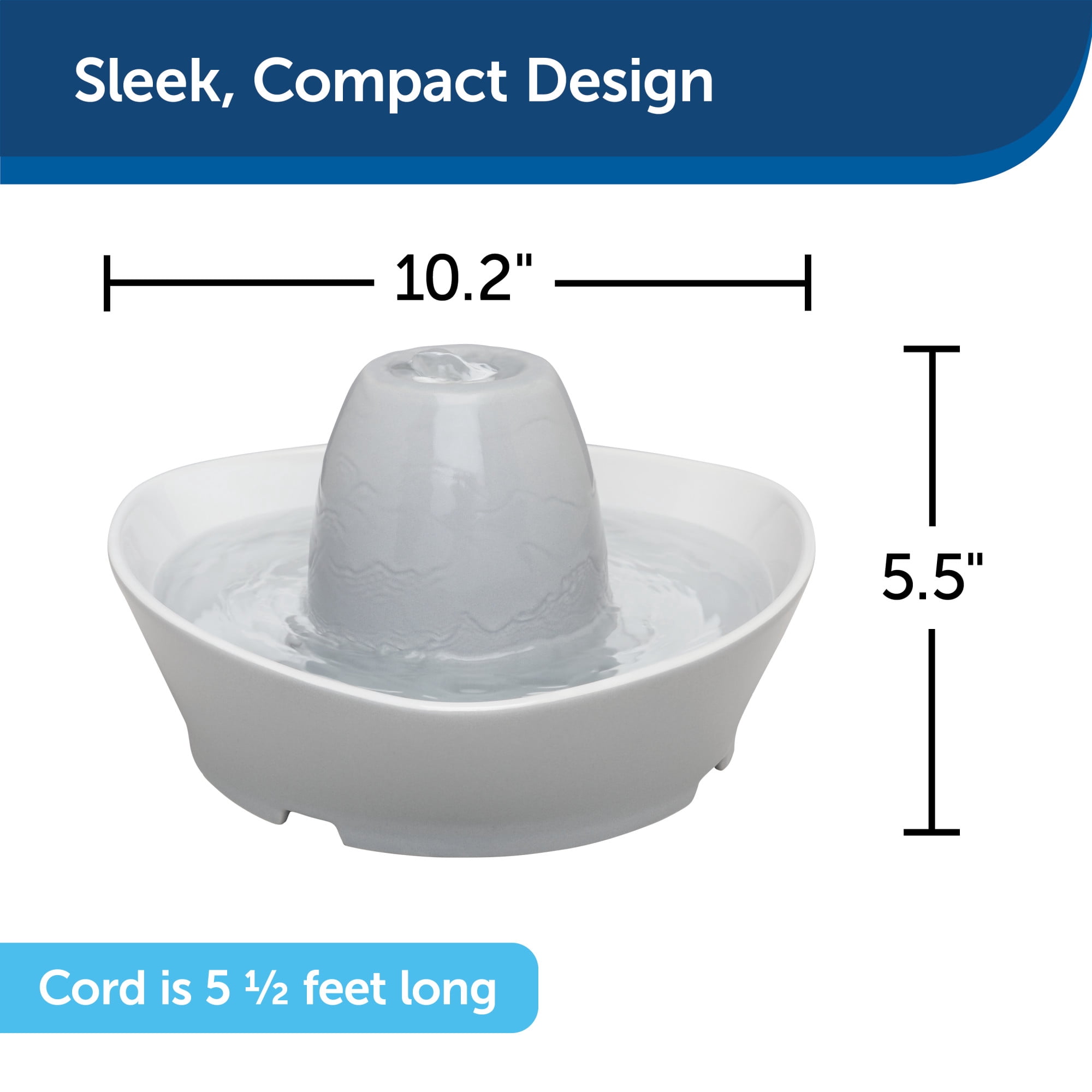 PetSafe Creekside Ceramic Pet Fountain, Automatic Dog and Cat Water Bowl, 60 oz
