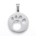 thumbnail image 3 of Non-304 Stainless Steel Pendants Cut-Out Flat Round with Dog Footprints Stainless Steel Color 25x22x1.2mm Hole: 4x7.5mm, 3 of 3