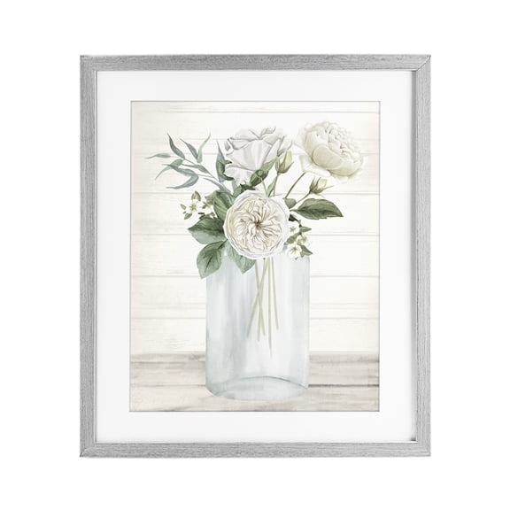 Stupell Industries French Country Patience Flower Vase Gray Framed Print Under Glass, 17 x 21, by Kim Allen