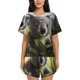 thumbnail image 1 of Fotbe Daisy Koala Conjunto de Pijama Estampado para Mujer, 2 Piezas, Ropa de Dormir con Camiseta de Manga Corta y Shorts Suaves-3X-Large, 1 of 6