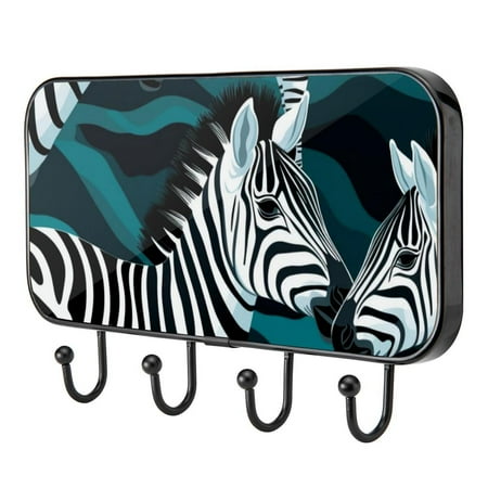 

Zebra Animals Self Adhesive Towel Coat Wood Iron Hooks for Home Keys Door Outdoor Home Improvement Utility Hook