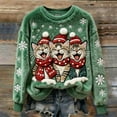 thumbnail image 2 of Luwomo Women's Christmas Flannel Sweaters Cozy Pullover Santa Cute Cats Graphic Crewneck Winter Holiday Knit Festive Seasonal Loose Fit Streetwear Blouses,Z1 Green1,S, 2 of 3
