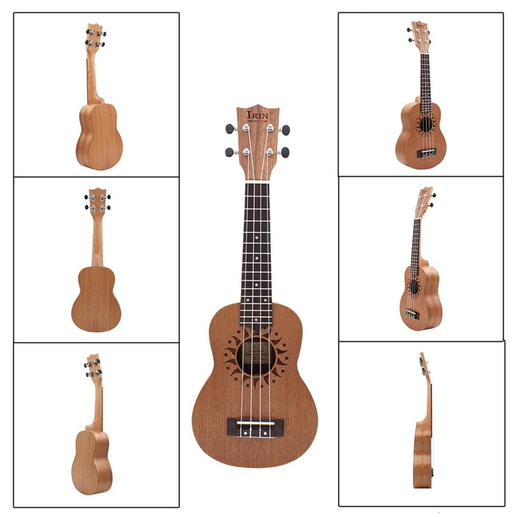Yihuala Portable 21 Inch Ukulele 4 Nylon Strings Small Guitar Simple Pattern Acoustic Ukulele for Beginners