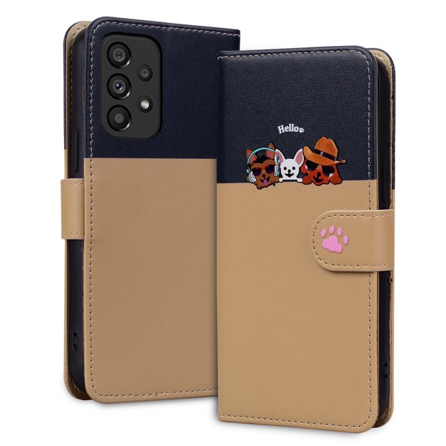 Compatible avec Samsung Galaxy A53 5G Étui Portefeuille Motif Animaux Mignons avec Fentes pour Cartes et Rabat