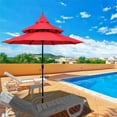 thumbnail image 2 of MAYPEX Outdoor 9 Ft Pagoda Patio Umbrella with Crank Patio 3 Tier Vented Market Umbrella 8 Steel Ribs for Pool Garden Yard Cafe Deck Red, 2 of 4