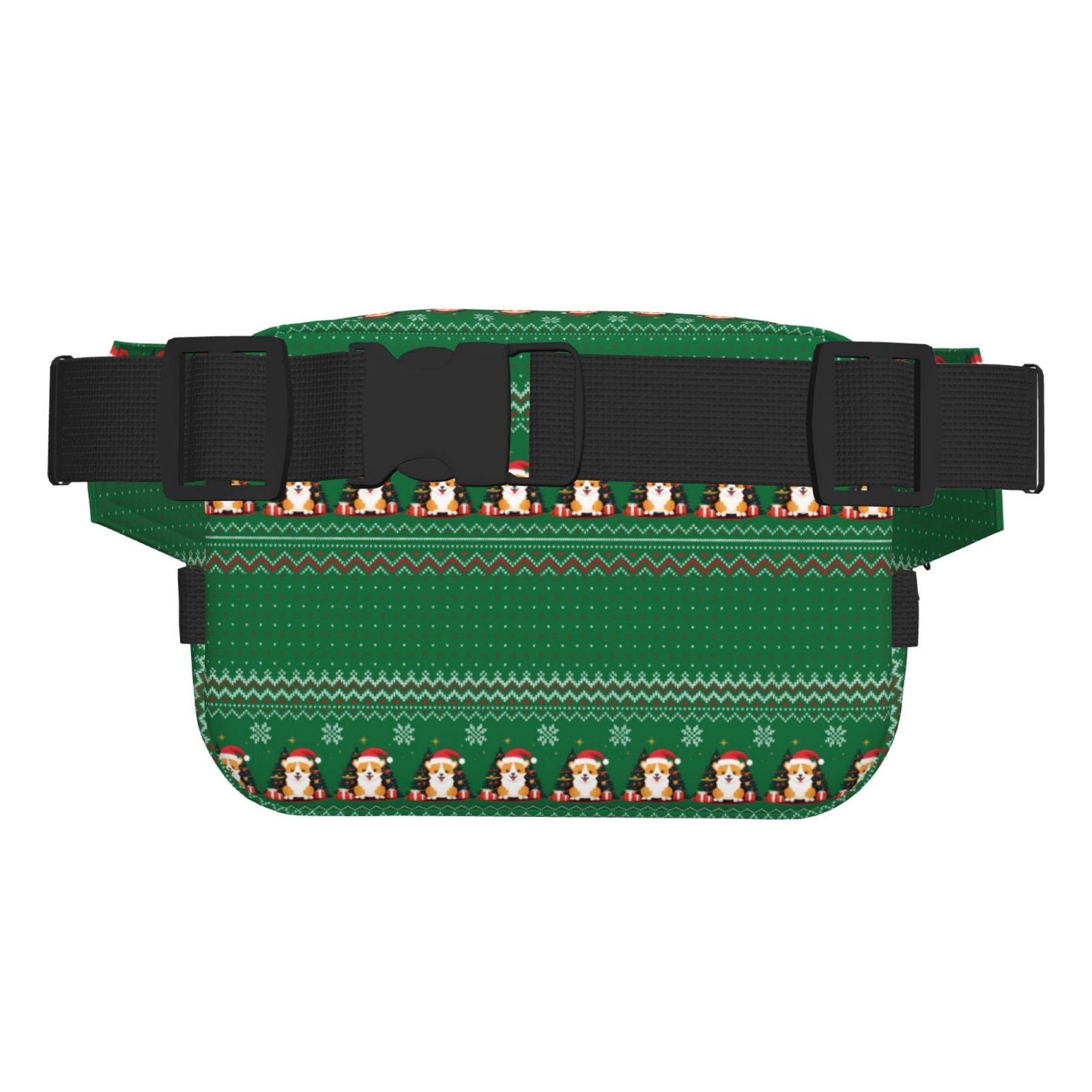 Picia Christmas Corgis Print Square Double-Layer Waist Bag Mini Adjustable Waist Belt Bag Exercise Running Travel Hiking