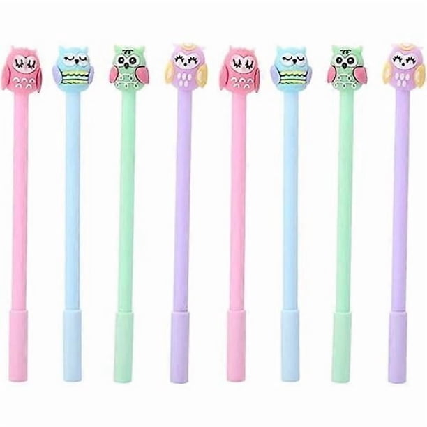 8 pcs Owl Shaped Ballpoint Pen Cute Owl Gel Ink Pen Cartoon Animal Pen for School Office Stationery Writing Supplies - 0.5 mm