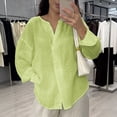 thumbnail image 2 of Womens Spring Tops Trendy Linen Long Sleeve Button Plus Size Blouse Oversized Tshirts for Women, 2 of 6