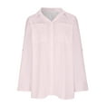 thumbnail image 6 of Plus Size Tops Womens Button Down Blouses Casual Turndown Collar Neck Summer Pocket Gradient Regular Long Sleeve, 6 of 9
