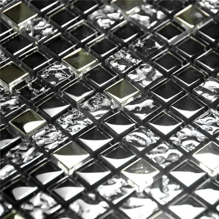 Blancho TIL-JFD-STD15002-2PC Jet Black Design Peel & Stick Mosaic Decorative Wall Tile, Multi Color - 2 Piece