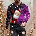 thumbnail image 2 of Aimik Men's Christmas Shirt Long Sleeve Crewneck Ugly 3D Xmas Tree Graphic Casual T Shirt Pullover Sports Tops Blouses-Purple XXXXL, 2 of 5