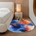 thumbnail image 2 of Round Rugs 4Ft, Orange Blue Round Area Rug Washable Indoor Throw Carpet, Modern Abstract Oil Painted Aesthetics Soft Non Slip Circle Rug for Kitchen Nursery Room Home Decor Aesthetic, 2 of 8