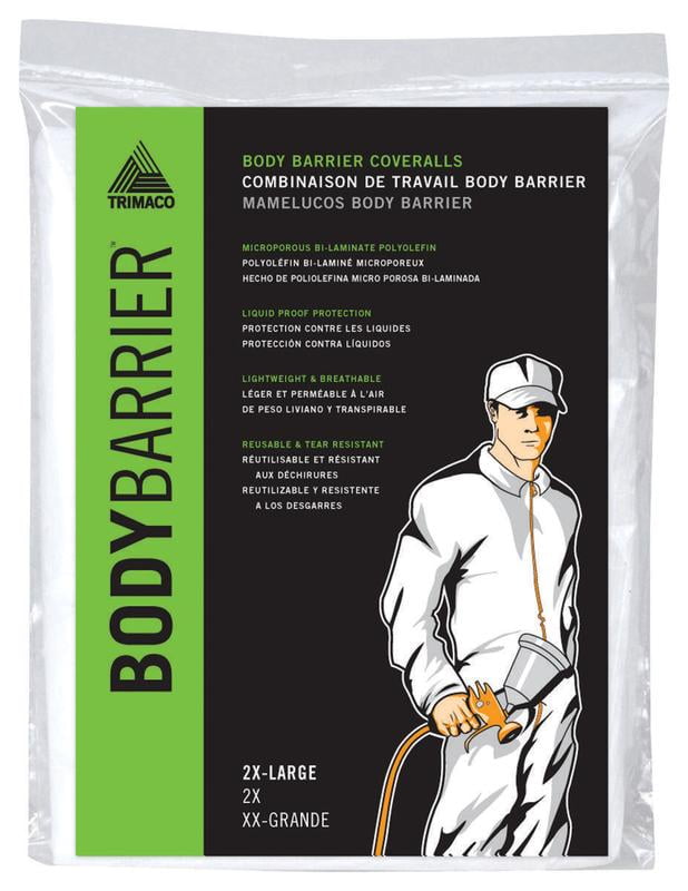 Trimaco BodyBarrier Lightweight Disposable Painter's Coverall, 2X-Large, White, Elastic Cuff