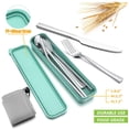 thumbnail image 4 of HaWare Portable Travel Utensils with Case, Stainless Steel Silverware Set for Camping Office School Lunch, Including Knife Fork Spoon Chopsticks, Reusable and Dishwasher Safe(Green), 4 of 7