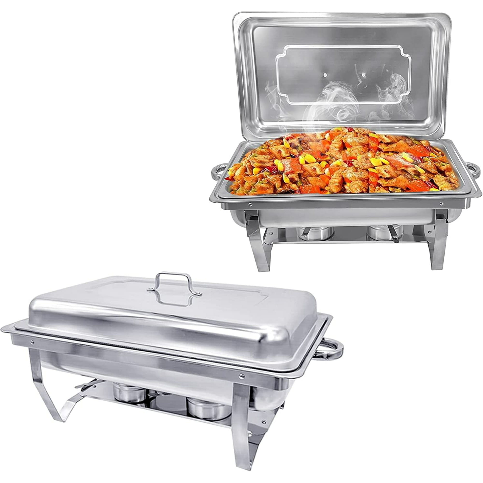 LTKYFZ 4-Pack Stainless Steel Half-Size Chafing Dish Set - 8QT Buffet Food Warmers For Catering & Parties