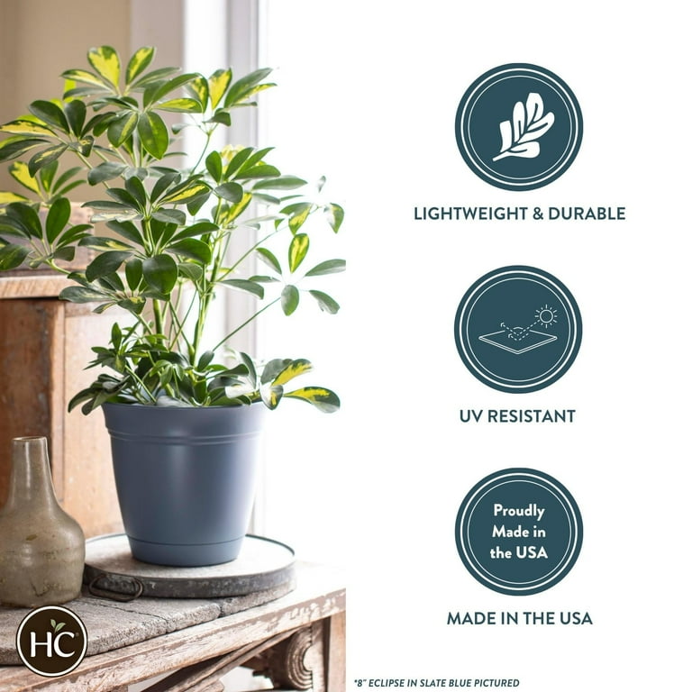 The HC Companies 20 Inch Eclipse Round Planter with Saucer