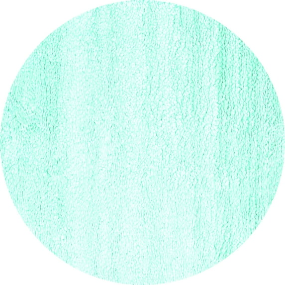 Ahgly Company Machine Washable Indoor Round Solid Turquoise Blue Modern Area Rugs, 5' Round