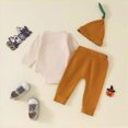 thumbnail image 3 of HCNTES Baby Boy Winter Clothes Baby Boy Halloween Outfit Newborn Baby Boy Clothes Letter boot scootin spooky hand picked the pumpkin Print Romper+ Pants+Hat 3PCS Outfit 0 3 6 9 12 Months, 3 of 7