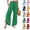 09# Green, variant on Linen Pants Women Wide Leg Summer Lounge Trousers Boho Flowy Palazzo Pant Fashion Beach Vacation Cotton Outfits 2026 Dark Blue 3XL