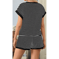 thumbnail image 4 of Women Summer 2 Piece Sets Striped Short Sleeve T Shirts and Shorts Matching Set Black S, 4 of 7
