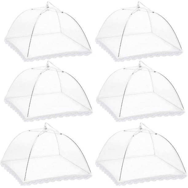 6 piezas de cubierta de malla plegable para alimentos, repelente de moscas, para carpas, paraguas, repelente de insectos, repelente de mosquitos, protección para barbacoas, picnics y alimentos