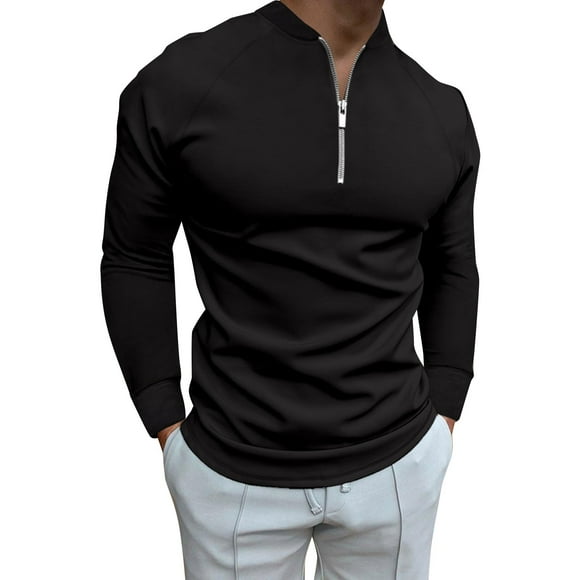 Cathalem Polo Shirts for Men Business Casual Stylish Cotton Lapel Shirts,Black XXXL