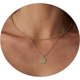 thumbnail image 1 of Delicado collar de oro para mujer, chapado en oro de 14 quilates, collares de satélite en capas triples con clip de papel, cadena de eslabones, joyería diaria, 1 of 4