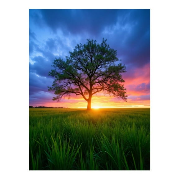 Diamond Art Kit for Adults, Sunset Tree Serenity Field Sky Diamond Painting for Adults Beginners, DIY Diamond Art Painting Kits, 5D Diamond Painting Crafts for Home Decor 12x16 Frameless