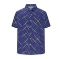 thumbnail image 6 of Fnnxeal Mens Geometric Print Short Sleeve Button Up Shirt | Purple Slim Fit Casual Shirt for Men, Vacation Resort & Summer Wear,Size M, 6 of 6
