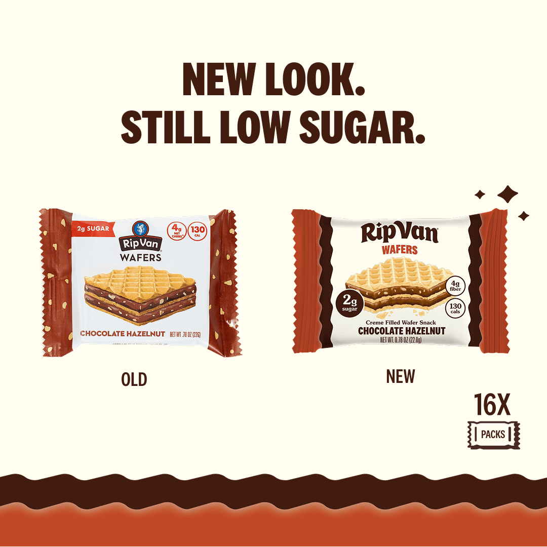 Rip Van Chocolate Hazelnut Wafer Cookies, Non-GMO, 2g Sugar, 16 Count