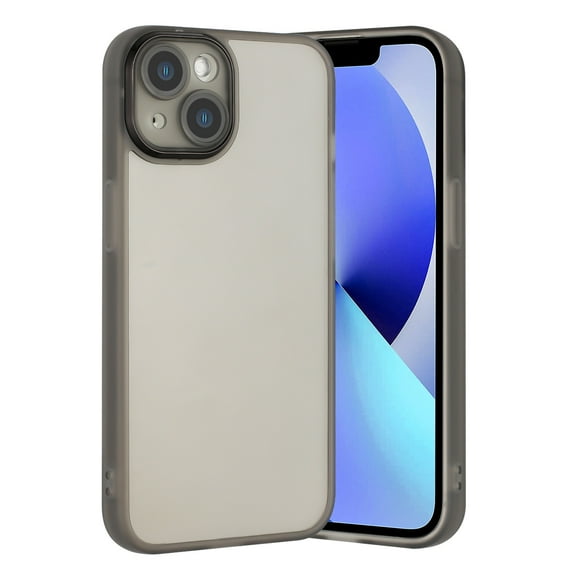 For Apple iPhone 14 Plus 6.7 inch Slim Matte Transparent Frame Shockproof Protective Hybrid Case Cover Black