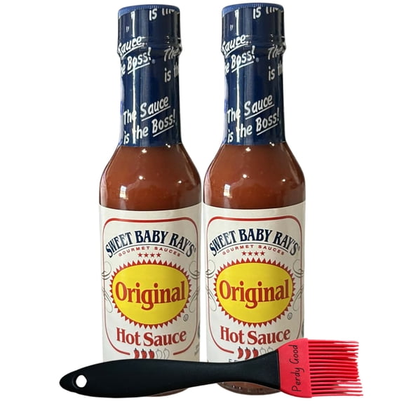 Sweet Baby Ray's Original Hot Sauce, 5 fl oz, 2-Pack with Perdy Good Silicone Basting Brush