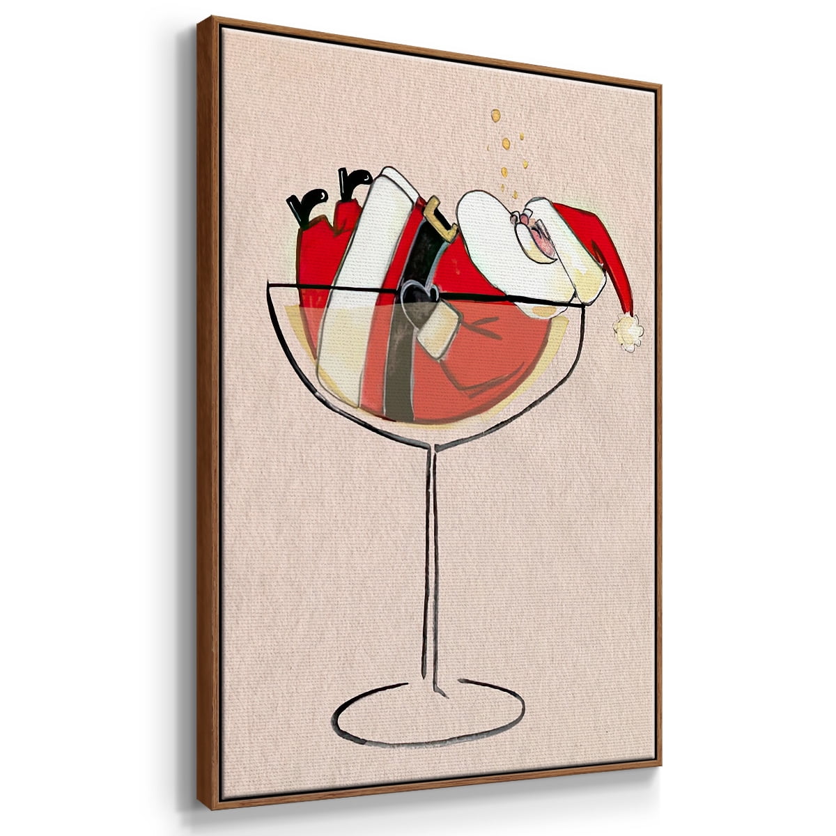 Get Blitzened Collection B - Framed Gallery Wrapped Holiday Canvas - 25 x 37 - Rosewood Frame