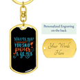 thumbnail image 3 of Pour A Glass Keychain Stainless Steel or 18k Gold Dog Tag Keyring, 3 of 10