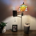 thumbnail image 4 of Tiffany Style Sconce Lamp Swing Arm Blue Stained Glass Dragonfly LED Bulb Included 13”W*8”D*15”H, 4 of 11